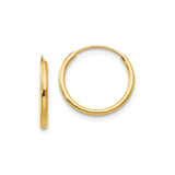 14k Yellow Gold Hoop Earrings, Classic Polished Round Medium Hoops, Lightweight Minimalist Style