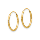 14k Yellow Gold Hoop Earrings, Classic Round Polished Design, Lightweight Small Hoops