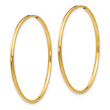 14k Yellow Gold Hoop Earrings, Classic Minimalist Round Lightweight Polished Design for Women