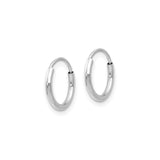 14k White Gold Hoop Earrings, Polished Minimalist Design, Unisex Everyday Jewelry