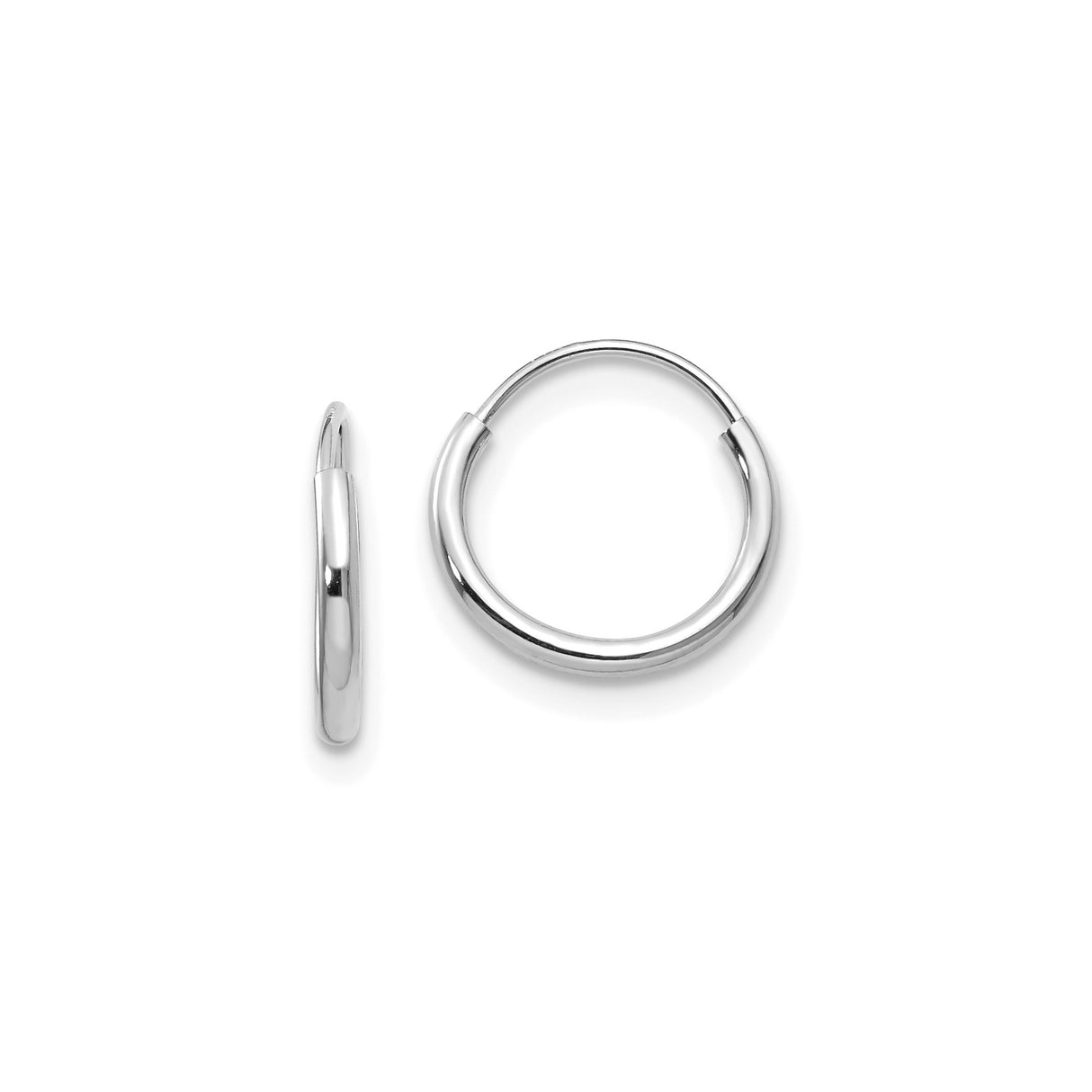14k White Gold Hoop Earrings, Polished Minimalist Design, Unisex Everyday Jewelry