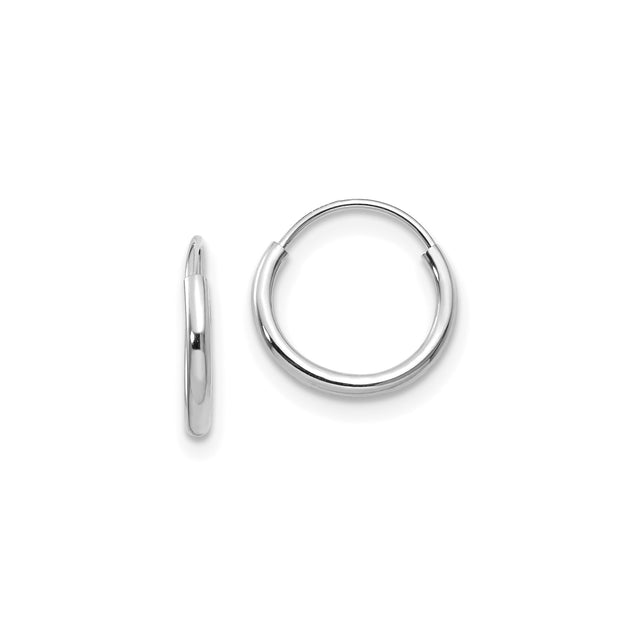 14k White Gold Hoop Earrings, Polished Minimalist Design, Unisex Everyday Jewelry