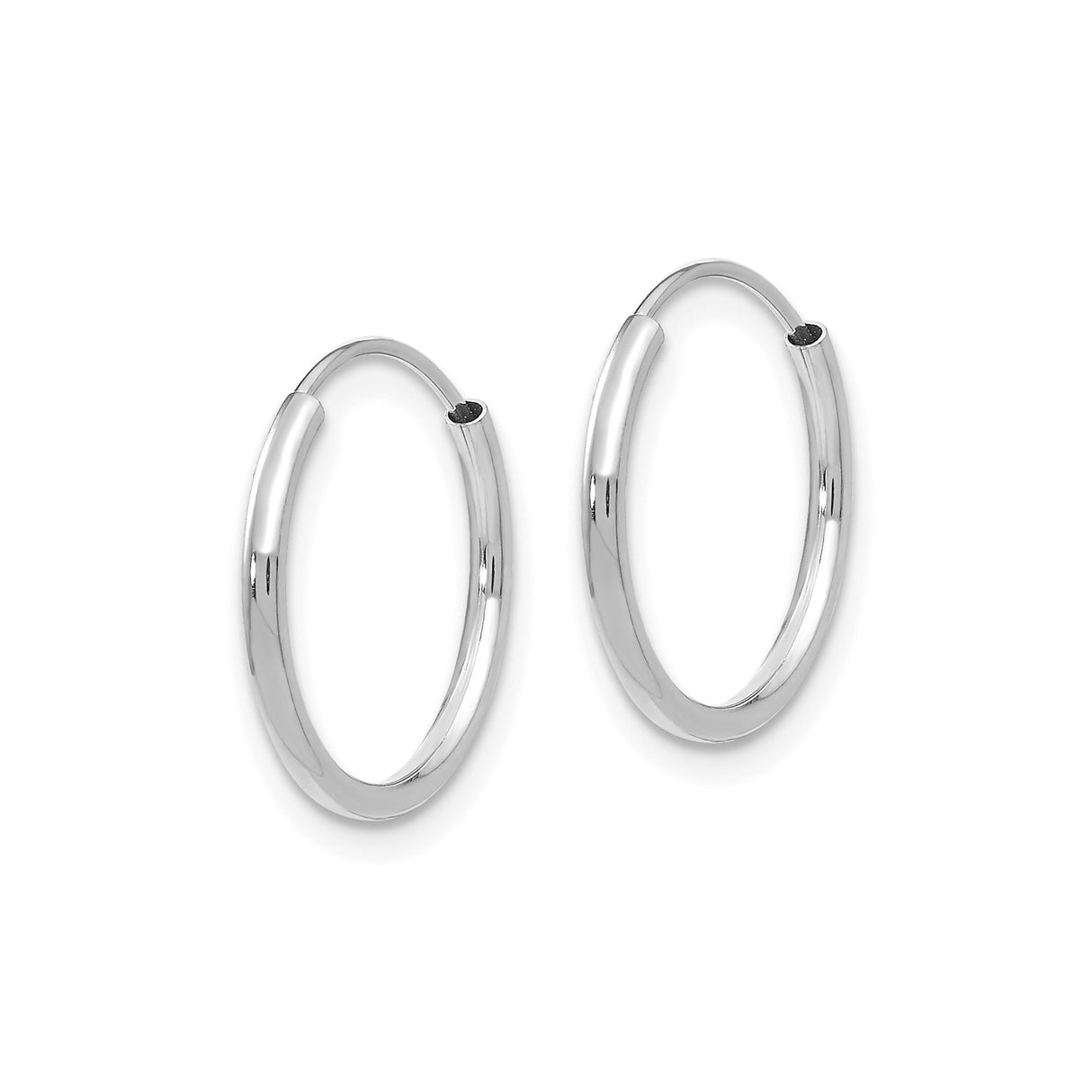 14k White Gold Hoop Earrings, Classic Round Polished Hoops, Minimalist Lightweight Jewelry for Women