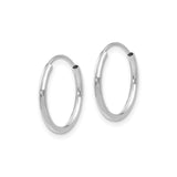 14k White Gold Hoop Earrings, Classic Round Polished Hoops, Minimalist Lightweight Jewelry for Women