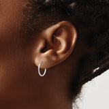 14k White Gold Hoop Earrings, Classic Round Polished Hoops, Minimalist Lightweight Jewelry for Women