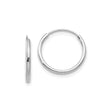 14k White Gold Hoop Earrings, Classic Round Polished Hoops, Minimalist Lightweight Jewelry for Women
