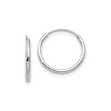 14k White Gold Hoop Earrings, Classic Round Polished Hoops, Minimalist Lightweight Jewelry for Women