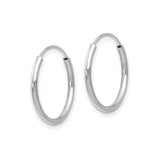14k White Gold Hoop Earrings, Classic Round Polished Design, Lightweight Minimalist Style