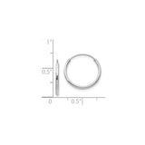 14k White Gold Hoop Earrings, Classic Round Polished Design, Lightweight Minimalist Style
