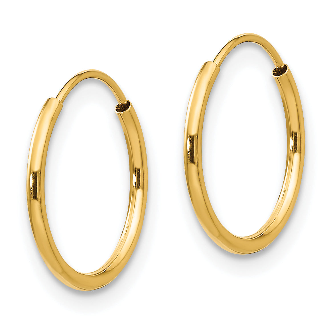 14k Yellow Gold Hoop Earrings, Lightweight Polished Minimalist Style for Women