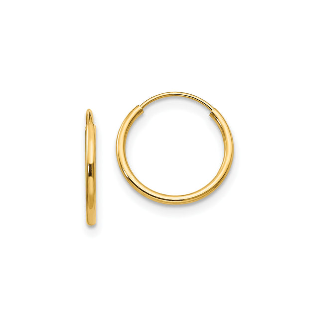 14k Yellow Gold Hoop Earrings, Lightweight Polished Minimalist Style for Women