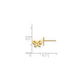 14k Yellow Gold Bow Stud Earrings with Polished Ribbon Design for Women