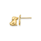 14k Yellow Gold Puppy Stud Earrings with Sitting Dog Design, Animal Theme Jewelry for Women