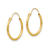 14k Yellow Gold Hoop Earrings, Classic Round Polished Lightweight Design for Women