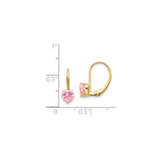 14k Yellow Gold Leverback Earrings with Heart Shaped Cubic Zirconia