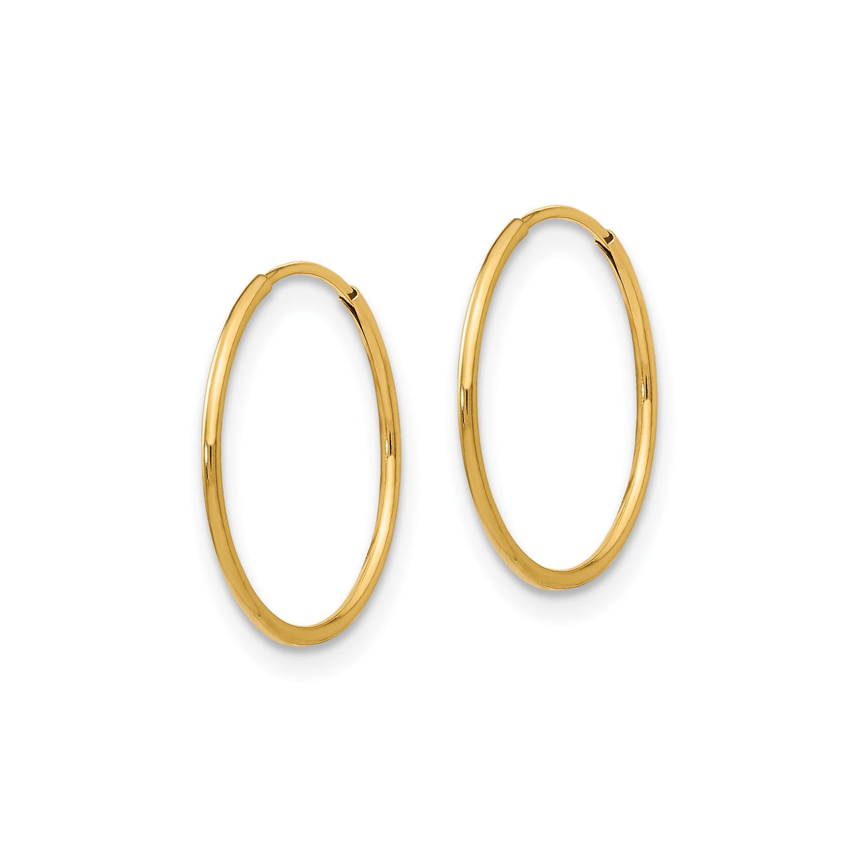 14k Yellow Gold Hoop Earrings, Classic Round Polished Design, Lightweight Everyday Style