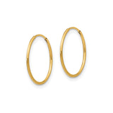 14k Yellow Gold Hoop Earrings, Classic Round Polished Design, Lightweight Everyday Style