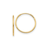 14k Yellow Gold Hoop Earrings, Classic Round Polished Design, Lightweight Everyday Style