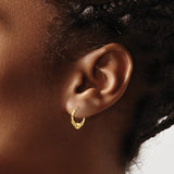 14k Yellow Gold Hoop Earrings with Polished Bead and Coiled Wire, Bali Boho Style