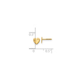 14k Yellow Gold Heart Stud Earrings with Screw Back, Minimalist Romantic Style for Women and Girls