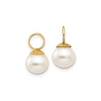 14k Yellow Gold Pearl Drop Earrings for Women with Round White Pearls, Floral Cap Design, Classic Elegant Dangles for Bridal Jewelry, Wedding Wear, Formal Looks, Everyday Feminine Accessory