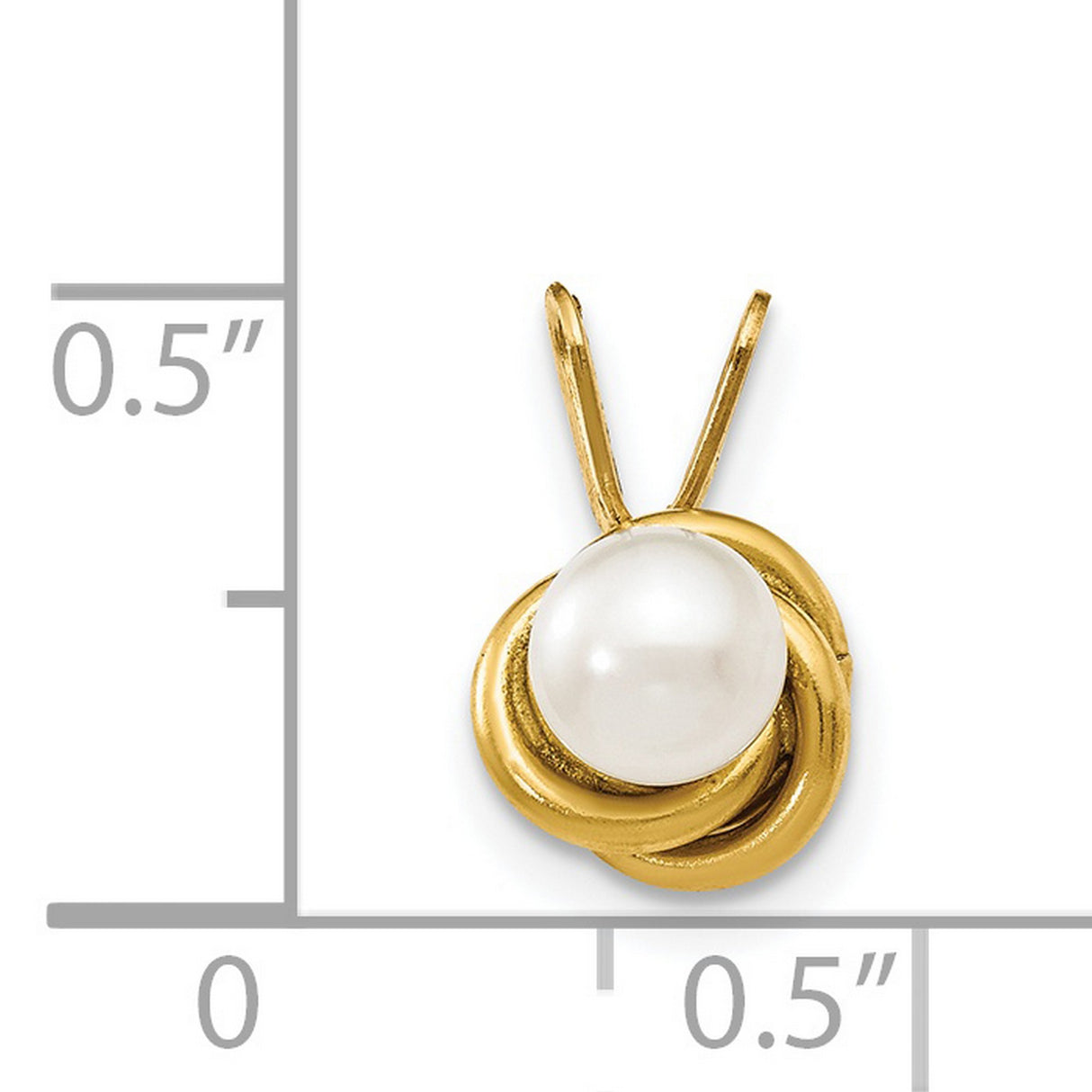 Madi K 4mm Cultured Pearl Love Knot Charm Pendant in Real 14k Yellow Gold