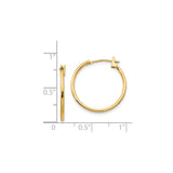14k Yellow Gold Hoop Earrings, Classic Polished Round Design, Lightweight Minimalist Style