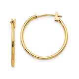 14k Yellow Gold Hoop Earrings, Classic Polished Round Design, Lightweight Minimalist Style
