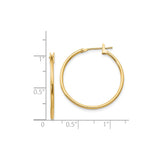 14k Yellow Gold Hoop Earrings, Classic Round Lightweight Design for Women