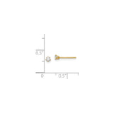 14k Yellow Gold Stud Earrings with Round Cut Cubic Zirconia in Six-Prong Solitaire Setting