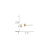 14k Yellow Gold Stud Earrings with Cubic Zirconia in Classic Six-Prong Solitaire Setting