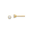 14k Yellow Gold Stud Earrings with Cubic Zirconia in Classic Six-Prong Solitaire Setting