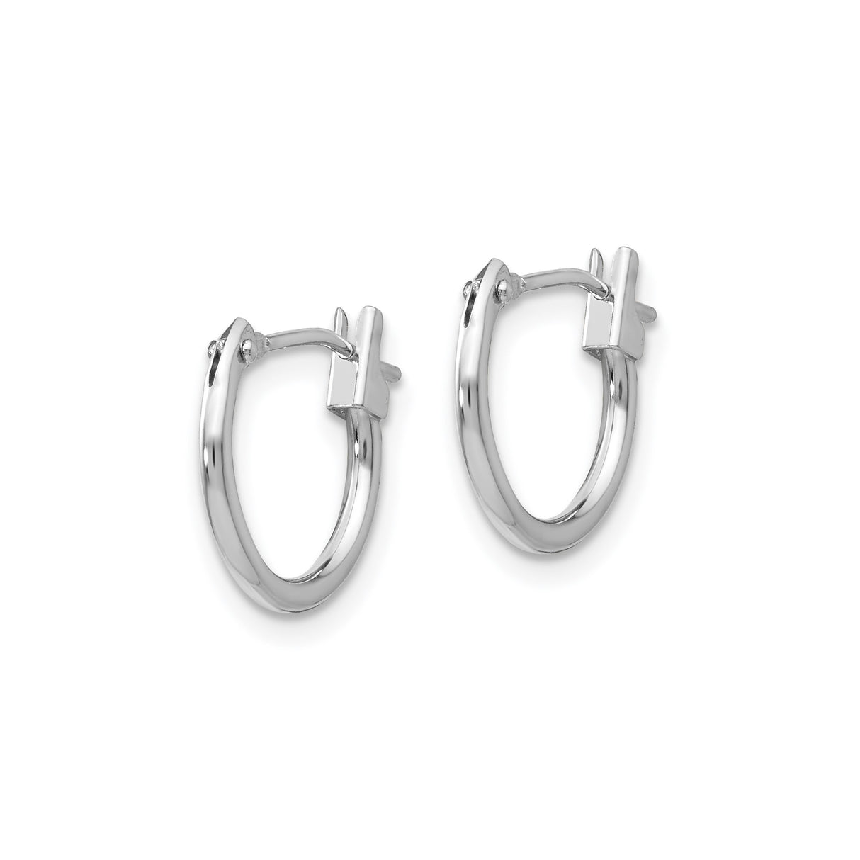14k White Gold Hoop Earrings, Polished Finish, Hinged Closure, Minimalist Design for Women