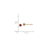14k Yellow Gold Stud Earrings with Garnet in Four Prong Setting, Minimalist Classic Style