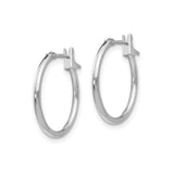 14k White Gold Hoop Earrings, Medium Round Polished Minimalist Design, Unisex Everyday Style