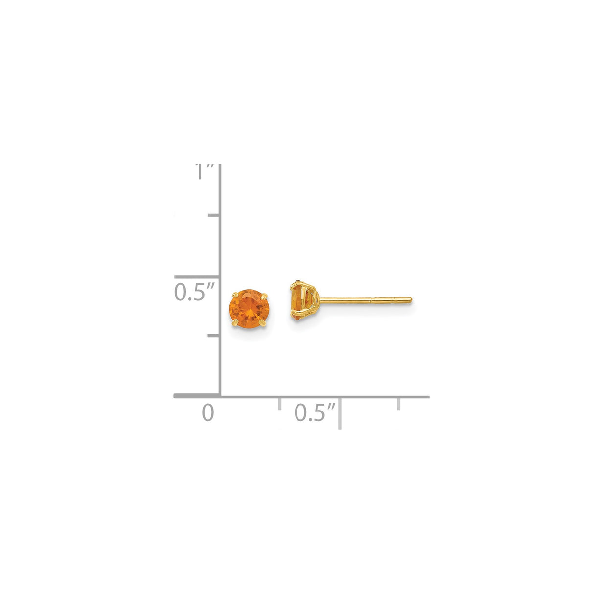 14k Yellow Gold Stud Earrings with Round Citrine in Four-Prong Setting