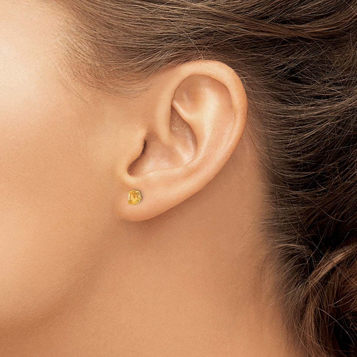 14k Yellow Gold Citrine Stud Earrings, Round Four Prong Setting, Minimalist Jewelry for Women