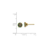 14k Yellow Gold Stud Earrings with Round Mystic Fire Topaz in Four Prong Setting