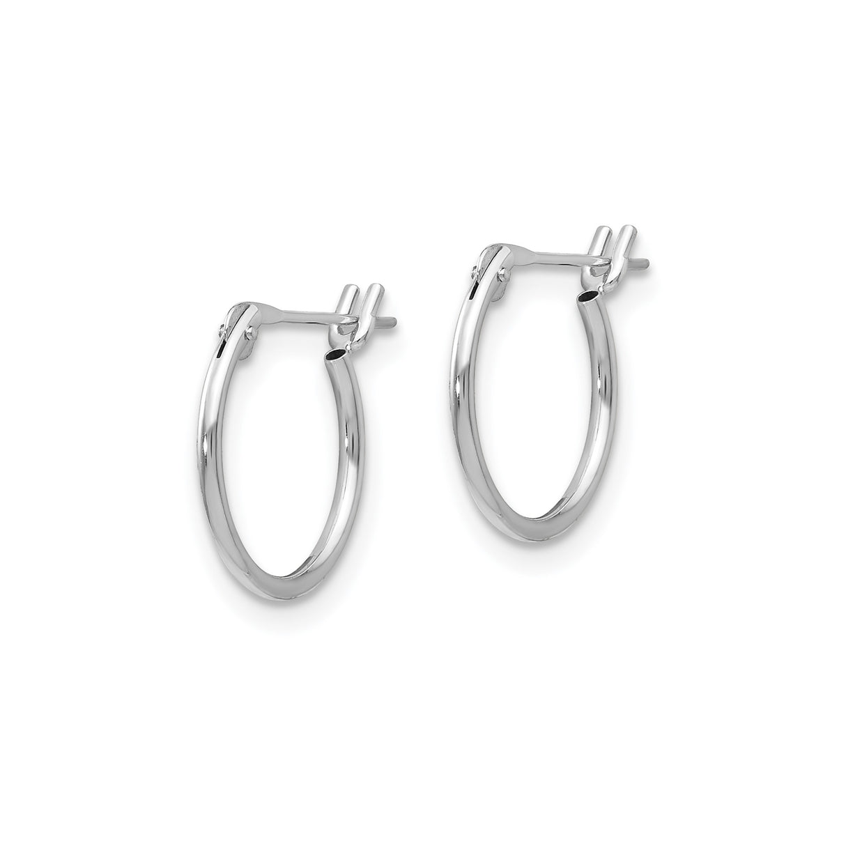 14k White Gold Hoop Earrings, Polished Finish, Lightweight Minimal Design for Women