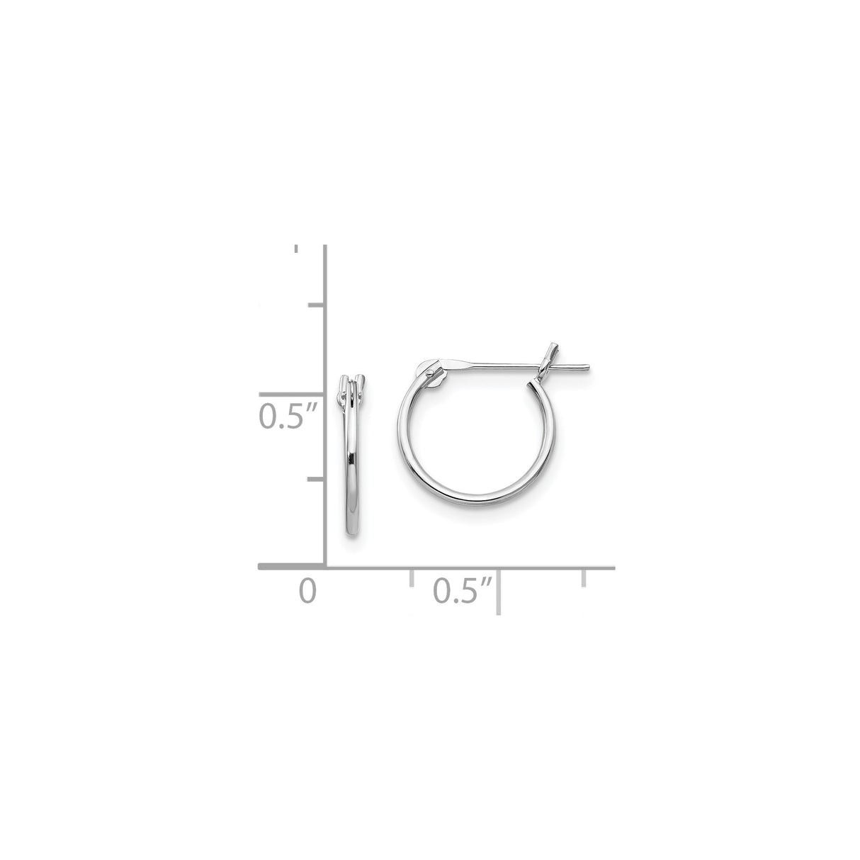 14k White Gold Hoop Earrings, Polished Finish, Lightweight Minimal Design for Women
