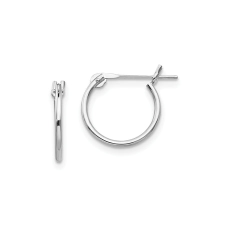 14k White Gold Hoop Earrings, Polished Finish, Lightweight Minimal Design for Women
