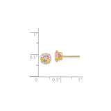 14k Yellow Gold Stud Earrings with Multicolor Faceted Cubic Zirconia in Four Prong Setting