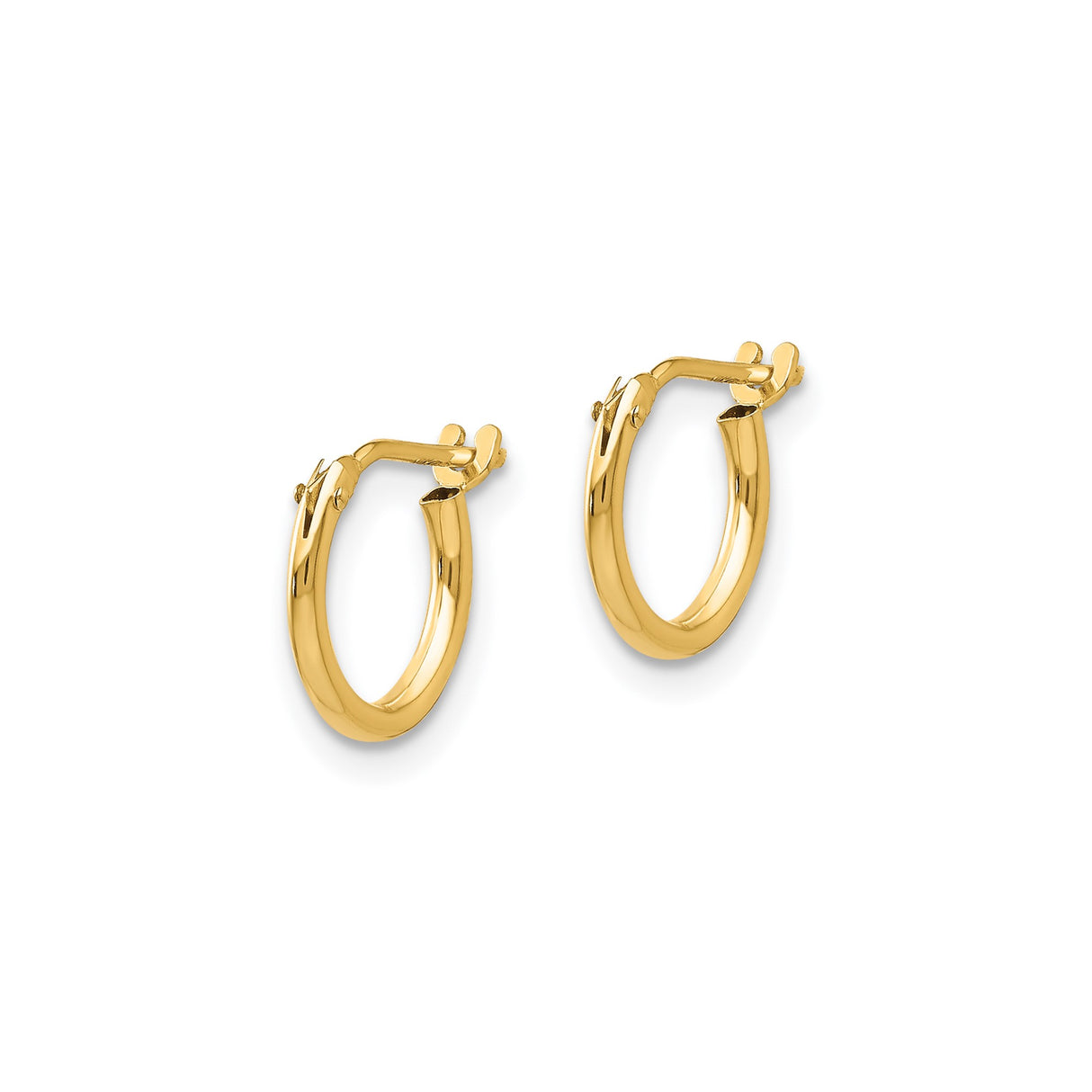 14k Yellow Gold Hoop Earrings, Small Classic Round Polished Design, Lightweight Everyday Style