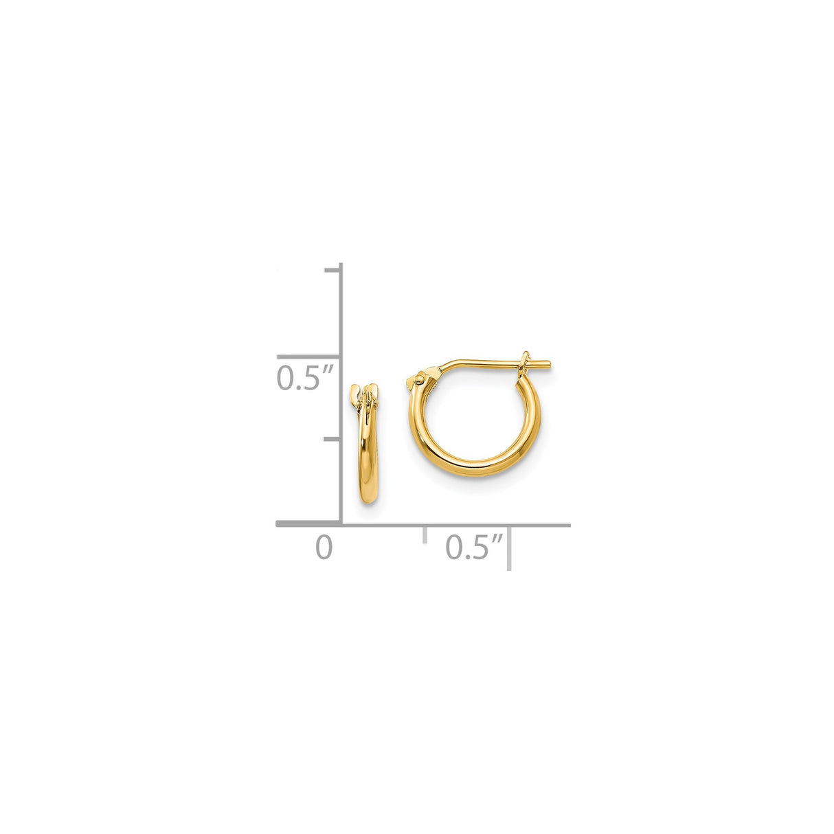 14k Yellow Gold Hoop Earrings, Small Classic Round Polished Design, Lightweight Everyday Style
