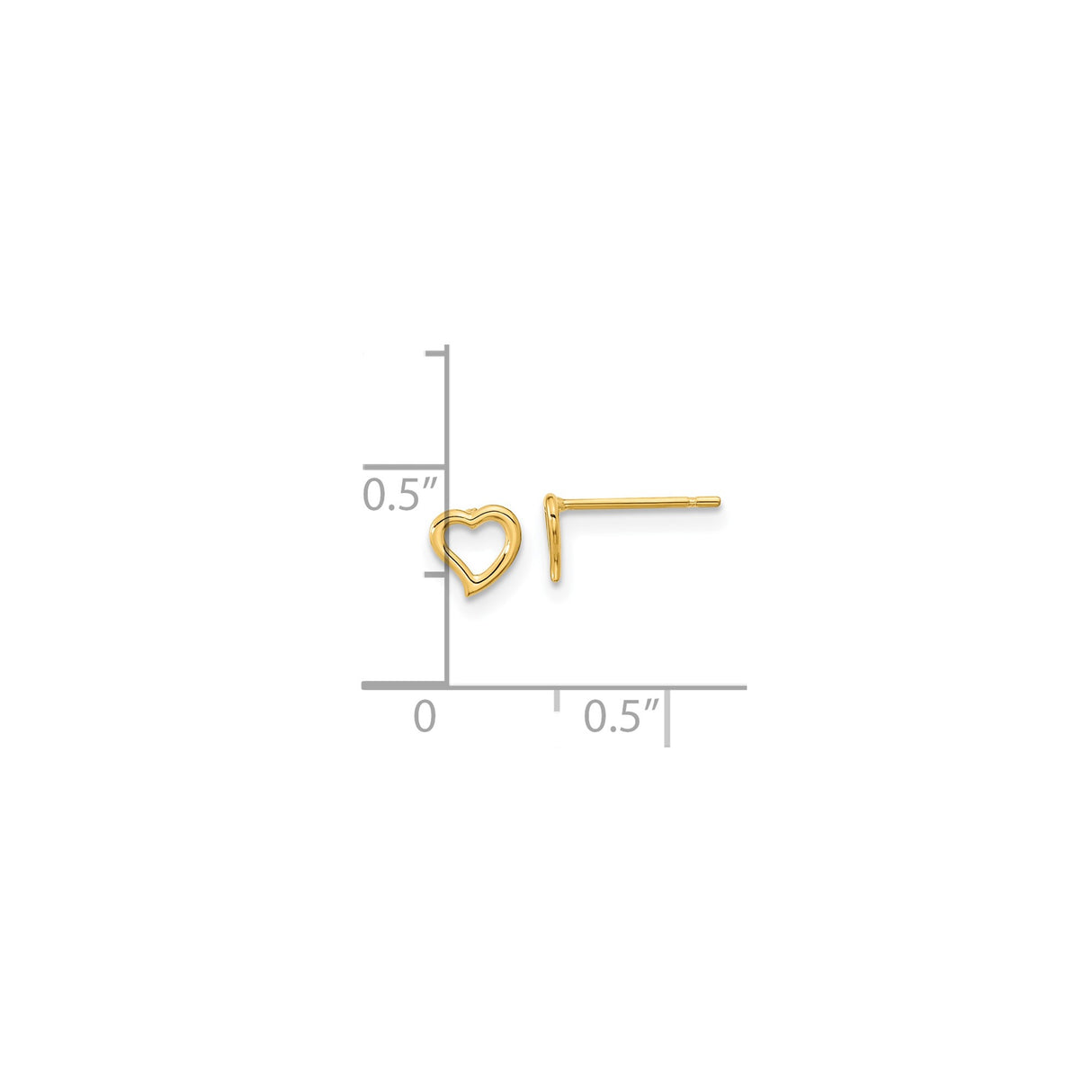 14k Yellow Gold Heart Stud Earrings with Open Design Symbolizing Love and Affection