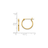 14k Yellow Gold Hoop Earrings, Classic Polished Round with Hinged Post Clasp, Lightweight Unisex Design