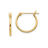 14k Yellow Gold Hoop Earrings, Classic Polished Round with Hinged Post Clasp, Lightweight Unisex Design