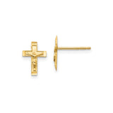 14k Yellow Gold Crucifix Pendant with Detailed Jesus Figure, Catholic Spiritual Charm