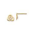 14k Yellow Gold Flower Stud Earrings with Cubic Zirconia, Open Petal Design