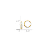 14k Yellow Gold Hoop Earrings with Cubic Zirconia in Channel Setting, Classic Polished Style